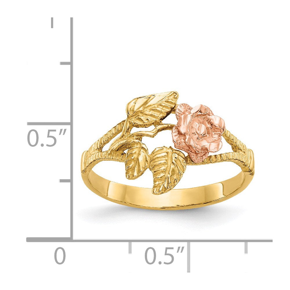 14K Bicolor Gold Rosen-Ring mit Diamantschliff