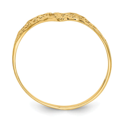 14K Gelbgold Ring mit Diamantschliff und Filigranmuster
