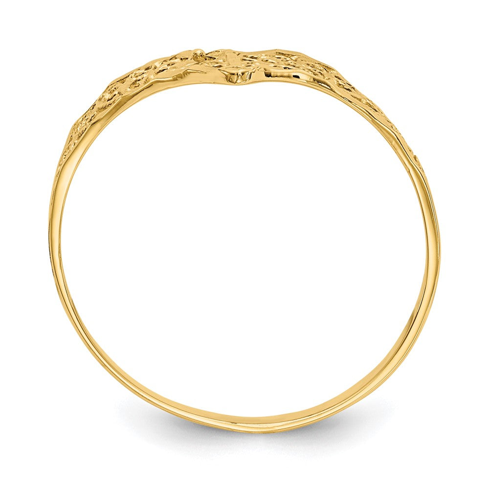 14K Gelbgold Ring mit Diamantschliff und Filigranmuster
