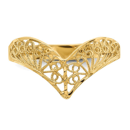 14K Gelbgold Ring mit Diamantschliff und Filigranmuster
