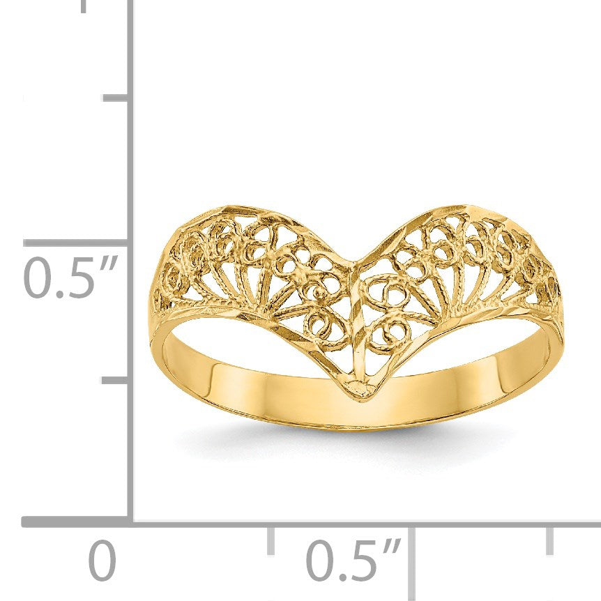 14K Gelbgold Ring mit Diamantschliff und Filigranmuster
