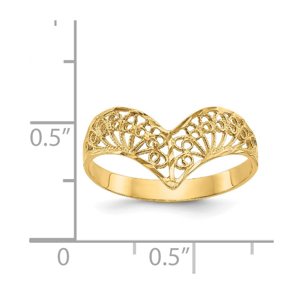 14K Gelbgold Ring mit Diamantschliff und Filigranmuster