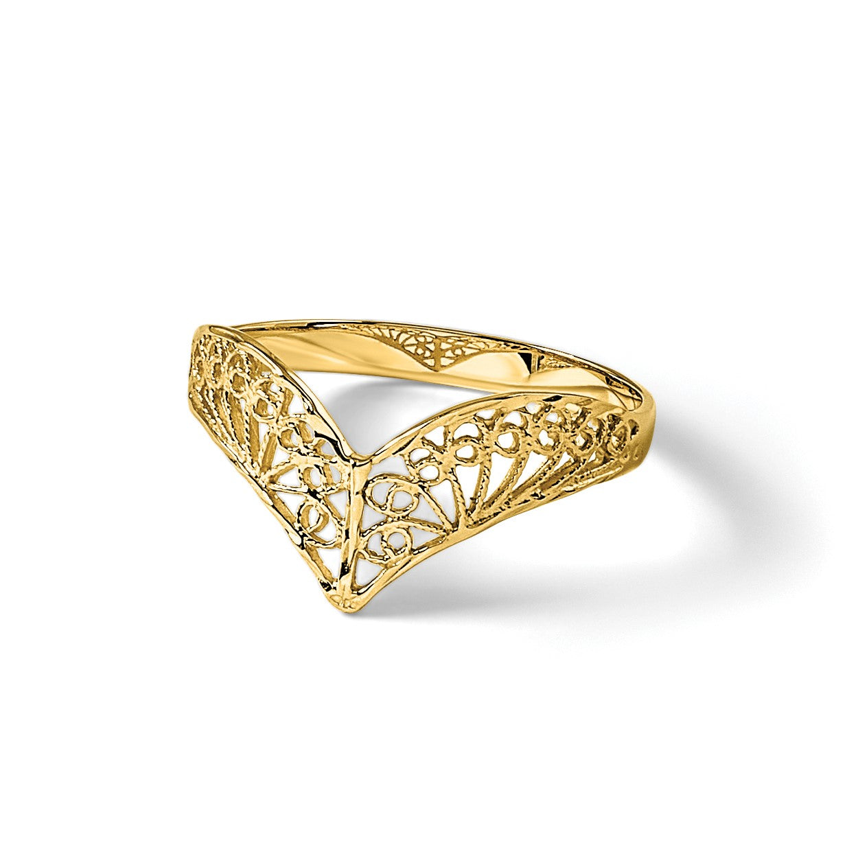 14K Gelbgold Ring mit Diamantschliff und Filigranmuster