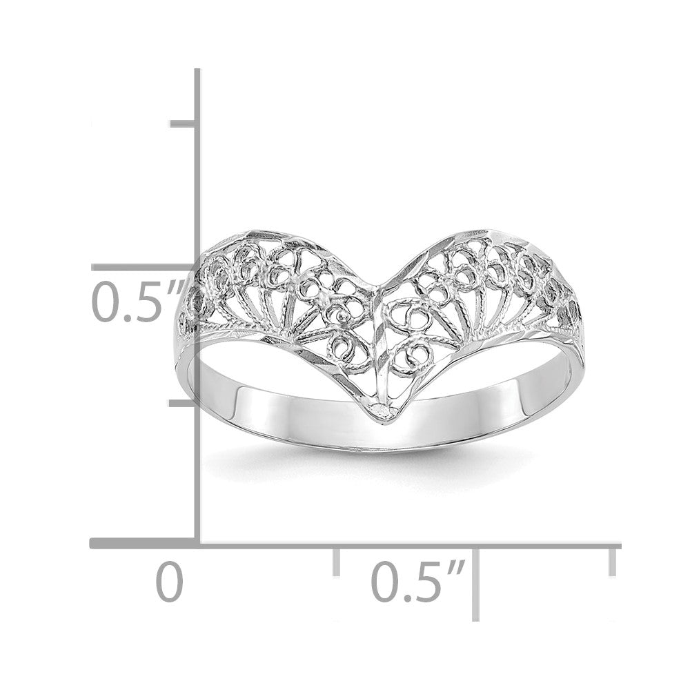 14K Weißgold Diamantiert Filigran Ring