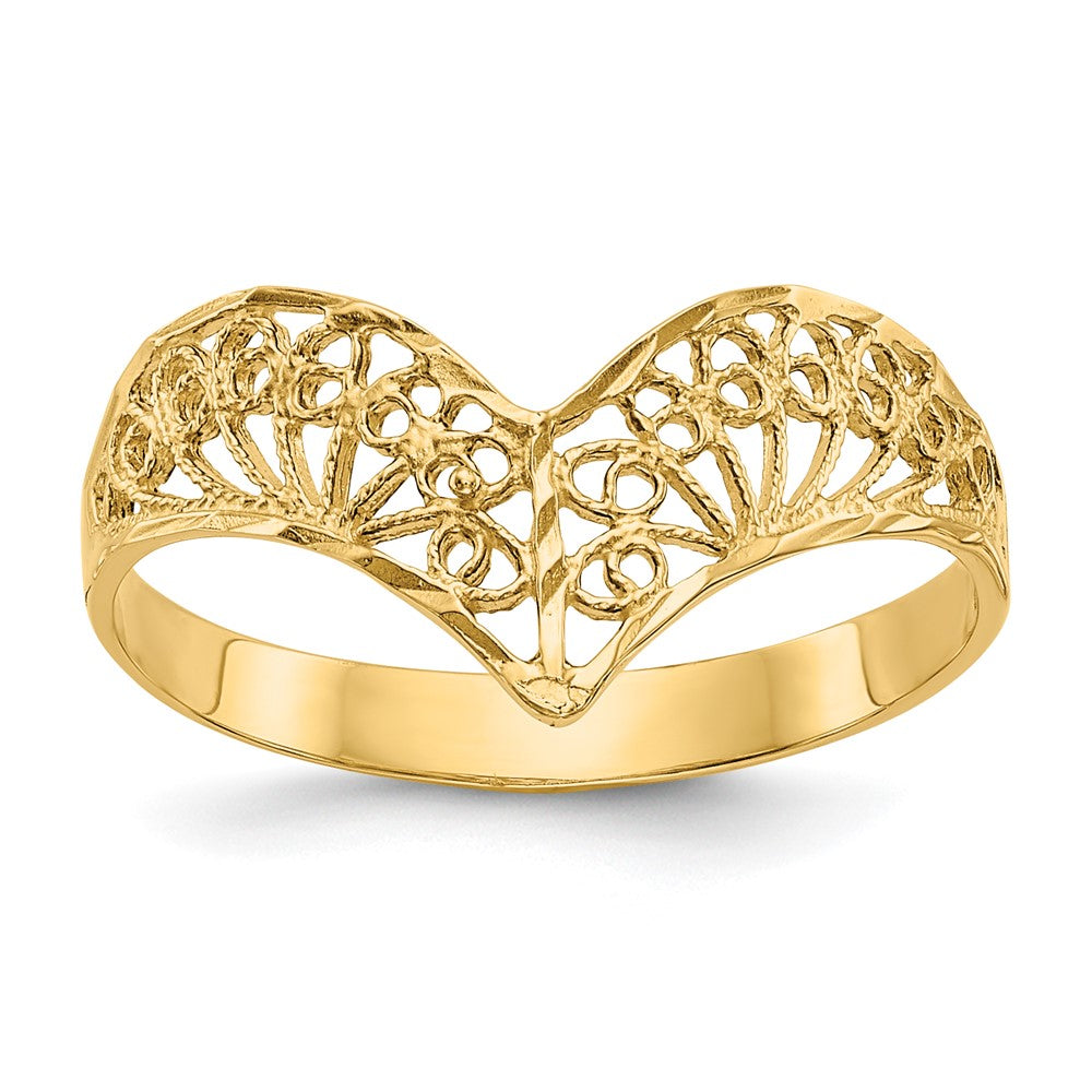 14K Gelbgold Ring mit Diamantschliff und Filigranmuster