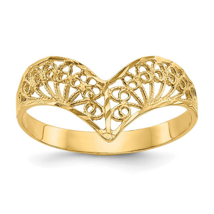14K Gelbgold Ring mit Diamantschliff und Filigranmuster