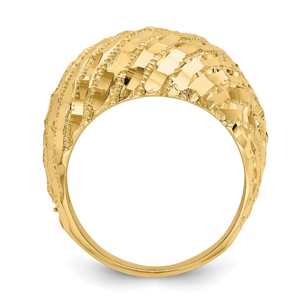 14K Gelbgold Ring mit Diamantschliff, gewölbt