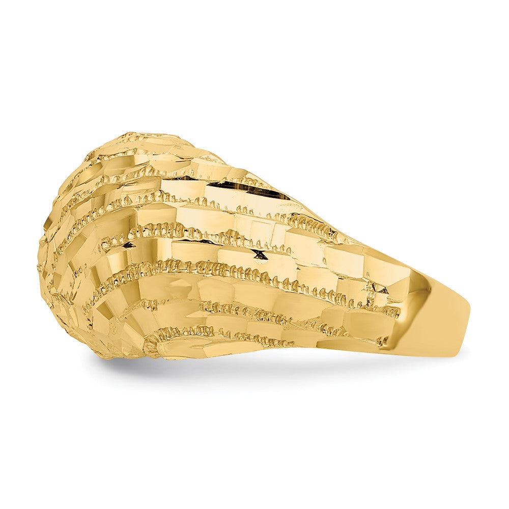 14K Gelbgold Ring mit Diamantschliff, gewölbt