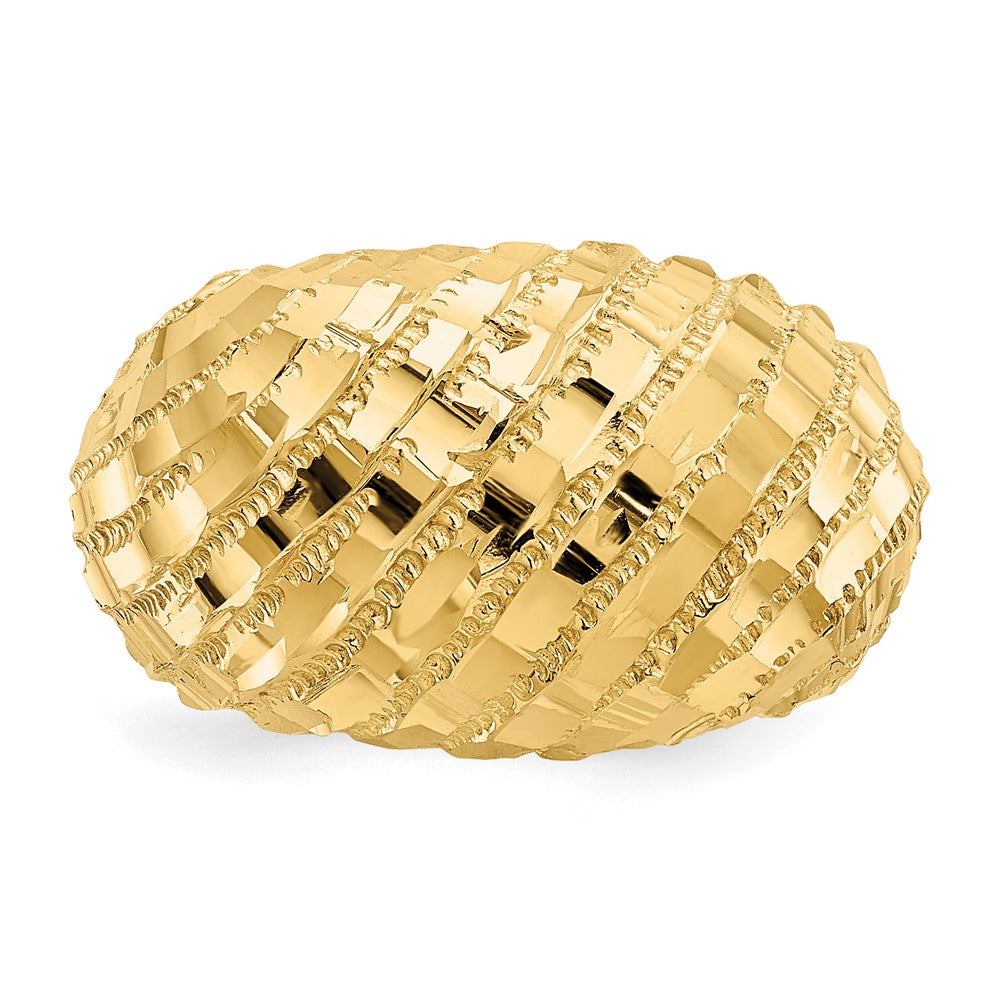14K Gelbgold Ring mit Diamantschliff, gewölbt