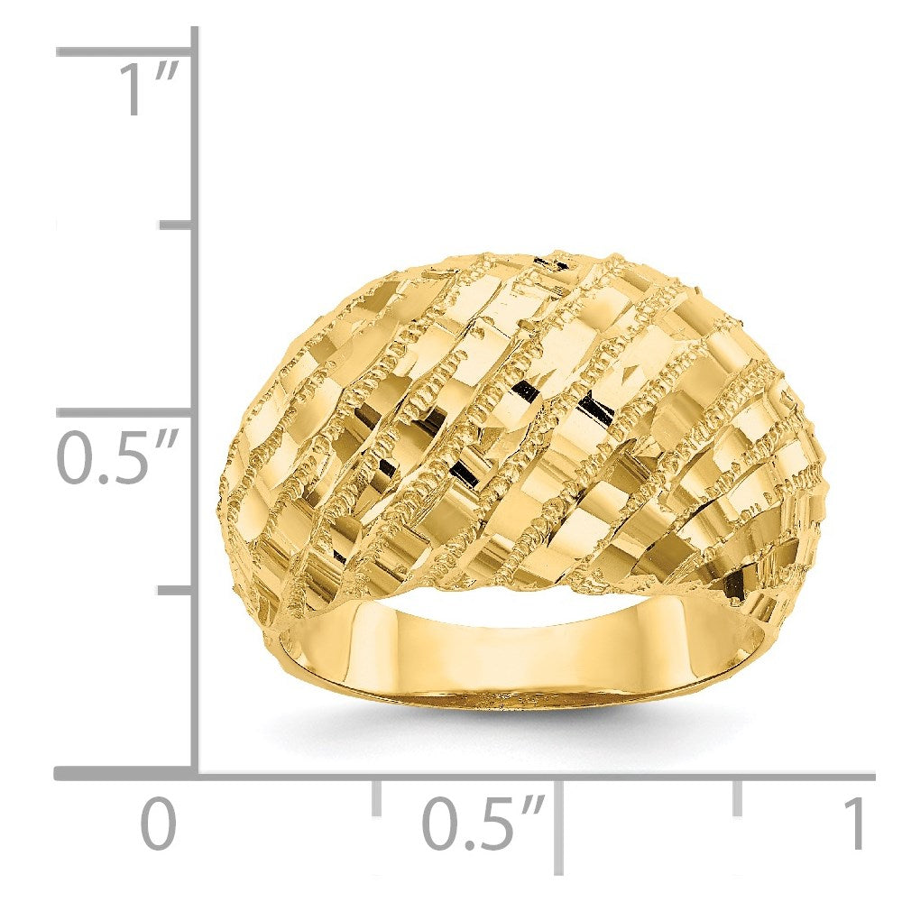 14K Gelbgold Ring mit Diamantschliff, gewölbt