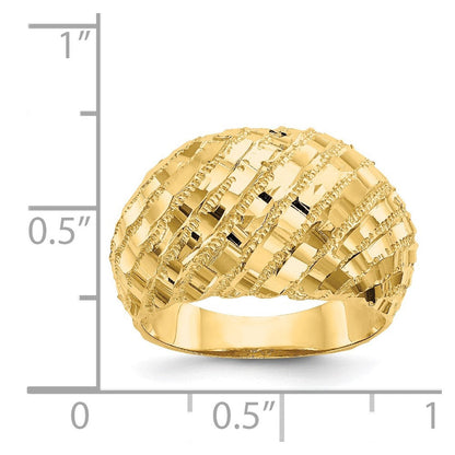 14K Gelbgold Ring mit Diamantschliff, gewölbt