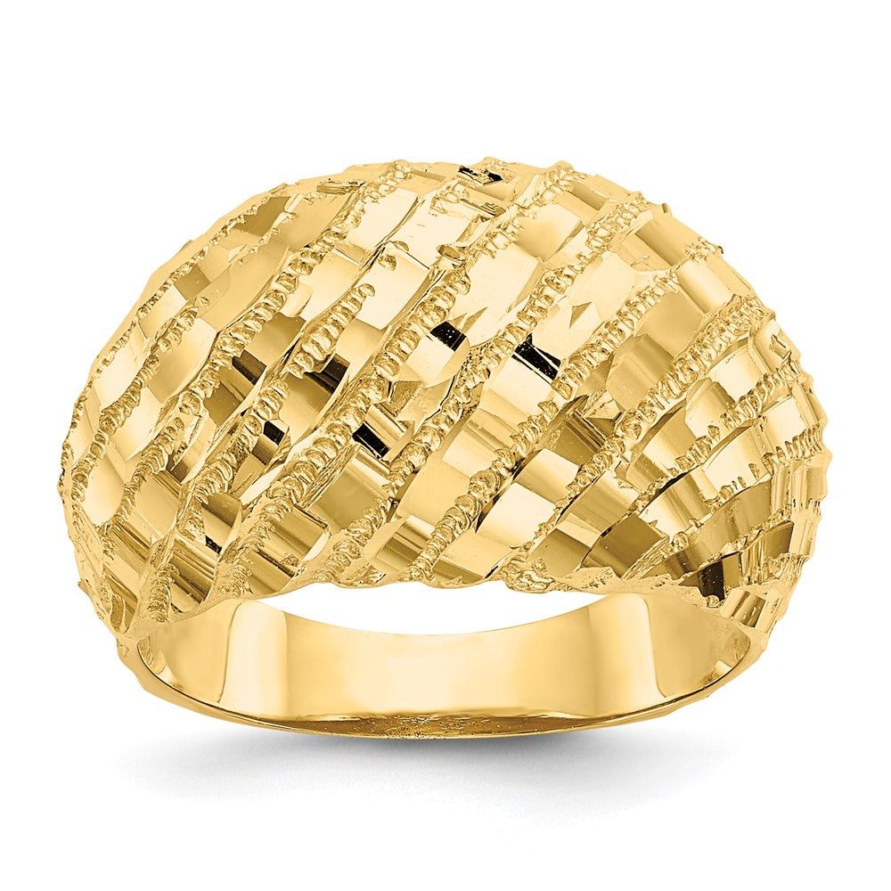 14K Gelbgold Ring mit Diamantschliff, gewölbt