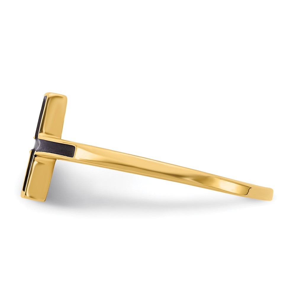 14K Gelbgold Ring mit antikisiertem Kreuz seitlich