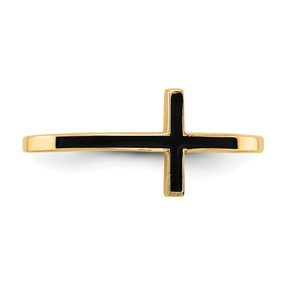 14K Gelbgold Ring mit antikisiertem Kreuz seitlich