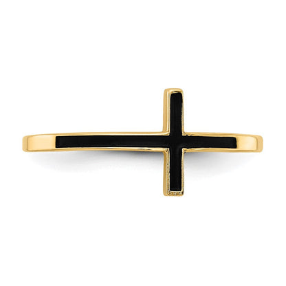 14K Gelbgold Ring mit antikisiertem Kreuz seitlich
