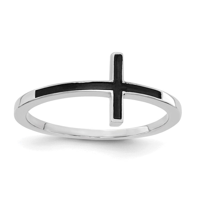 14K Weißgold Ring mit seitlichem Kreuz im Antik-Look