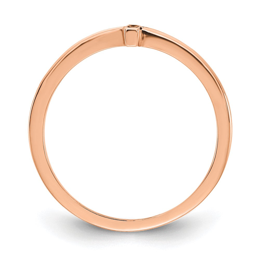 14K Roségold Kreuz-Ring seitwärts mit Emaille