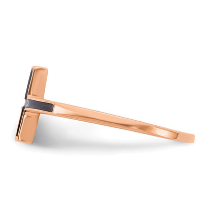 14K Roségold Kreuz-Ring seitwärts mit Emaille
