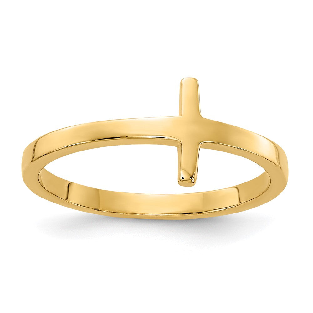 14K Gelbgold Kreuzring, seitlich