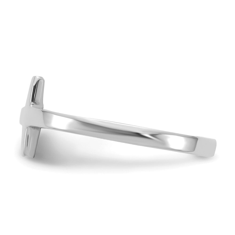 14K Weißgold Ring mit seitlichem Kreuz