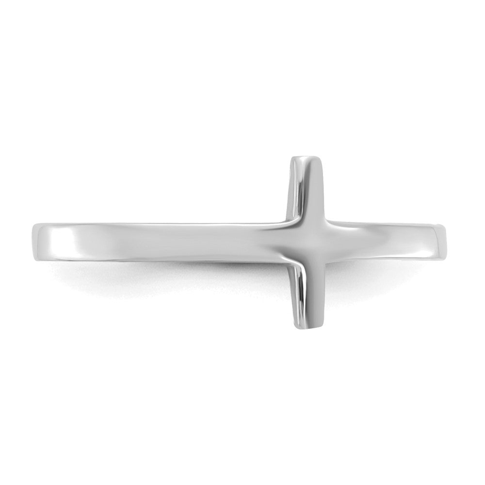 14K Weißgold Ring mit seitlichem Kreuz
