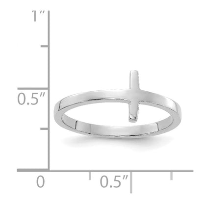 14K Weißgold Ring mit seitlichem Kreuz