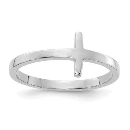 14K Weißgold Ring mit seitlichem Kreuz