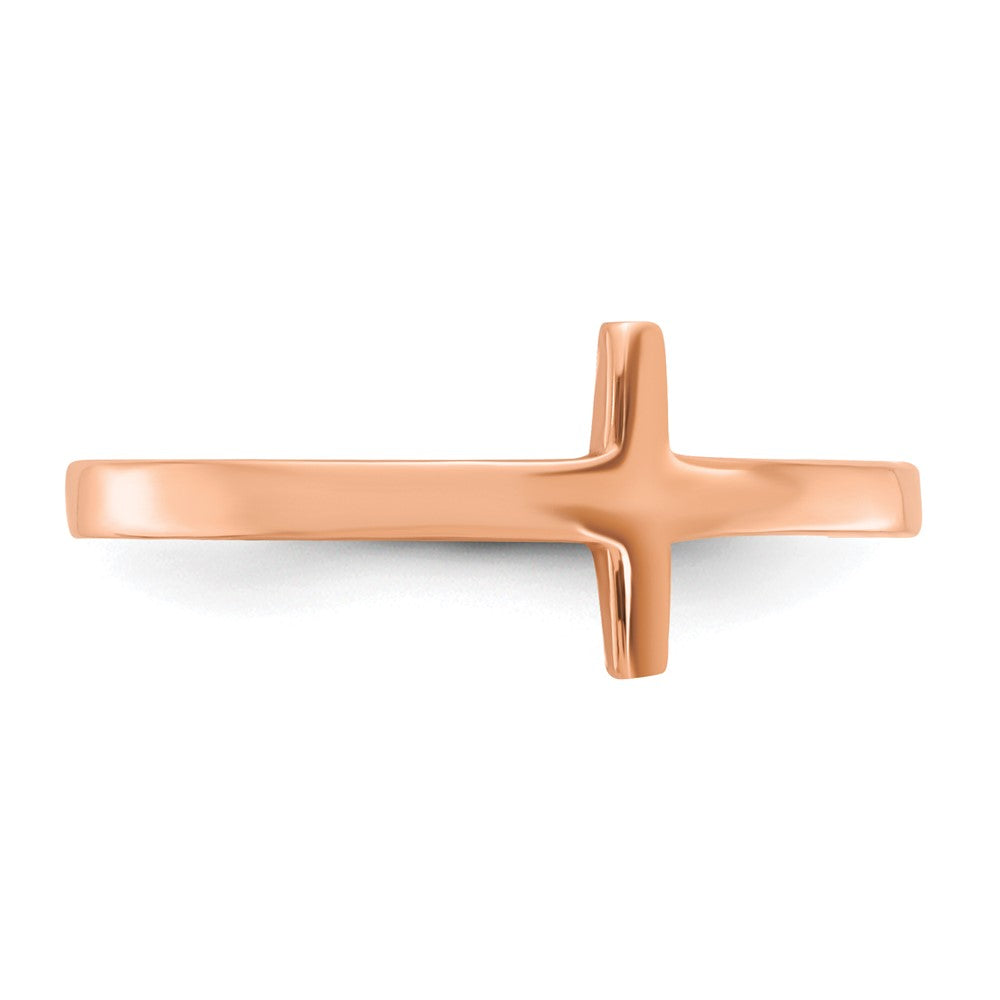 14K Roségold Kreuzring seitlich