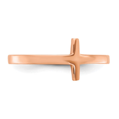 14K Roségold Kreuzring seitlich