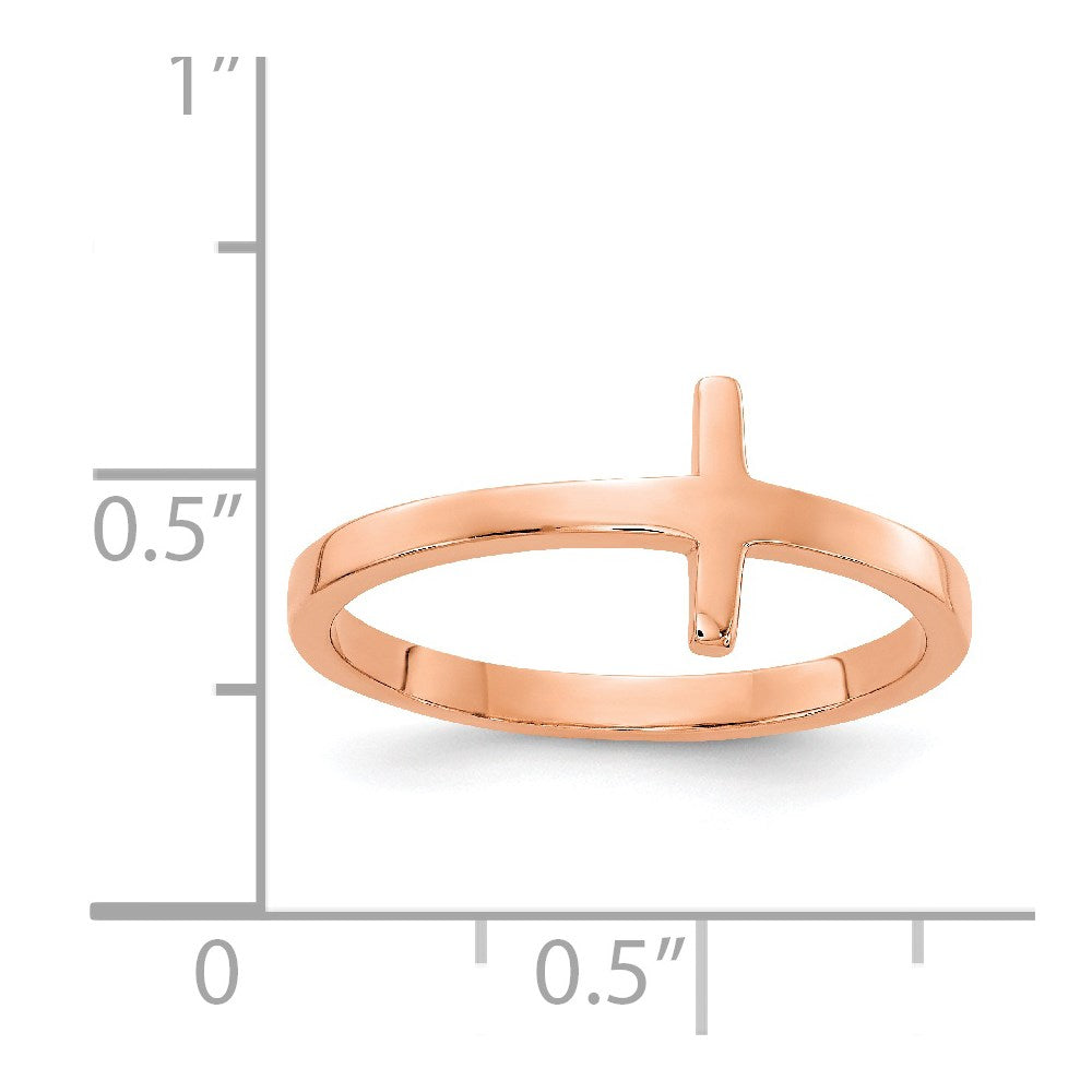 14K Roségold Kreuzring seitlich