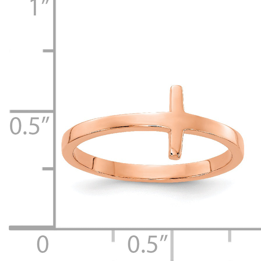 10K Roségold Seitlich Kreuz Ring