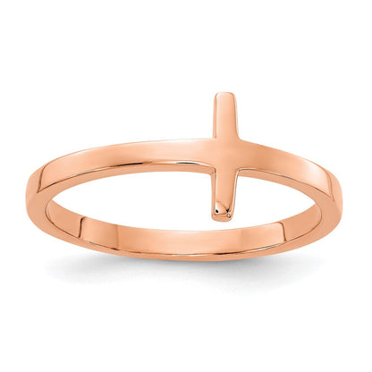 14K Roségold Kreuzring seitlich