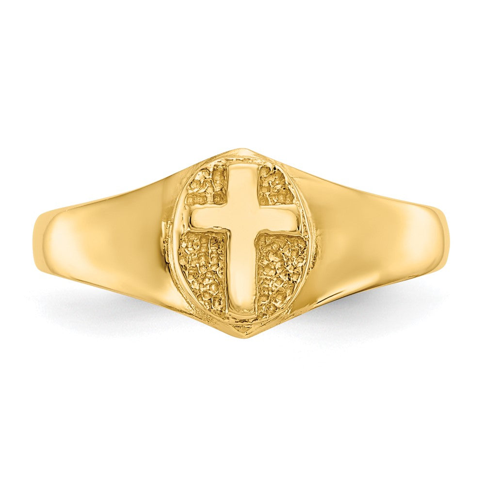 14K Gelbgold Kinder-Kreuzring, poliert