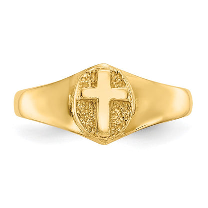 14K Gelbgold Kinder-Kreuzring, poliert