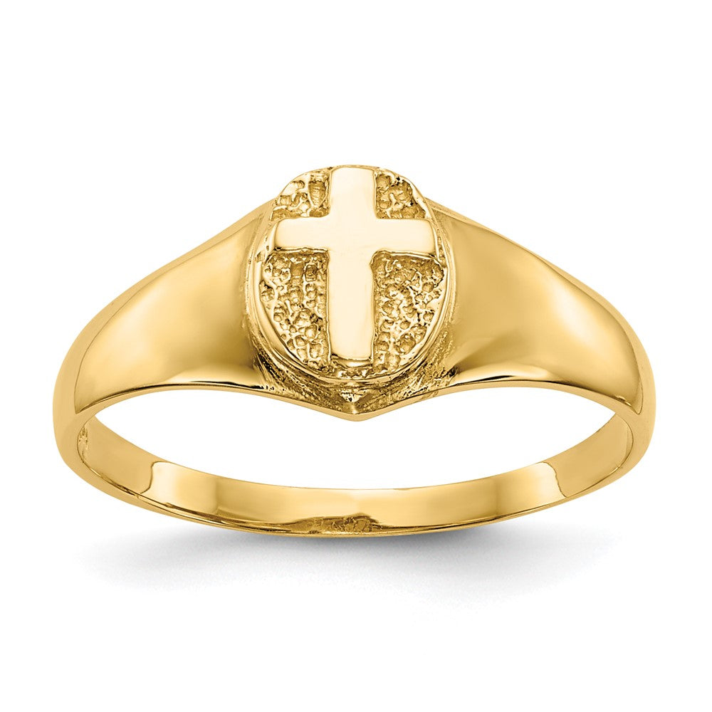 14K Gelbgold Kinder-Kreuzring, poliert