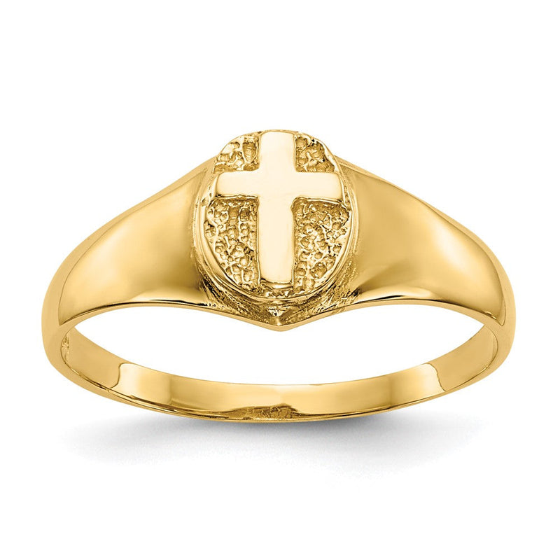 14K Gelbgold Kinder-Kreuzring, poliert