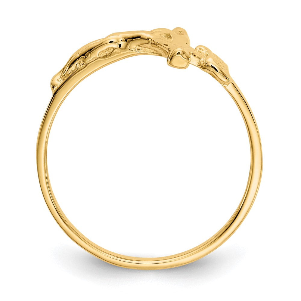 14K Gelbgold Kinder-Kruzifix-Ring, poliert