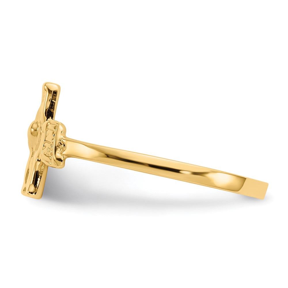 14K Gelbgold Kinder-Kruzifix-Ring, poliert