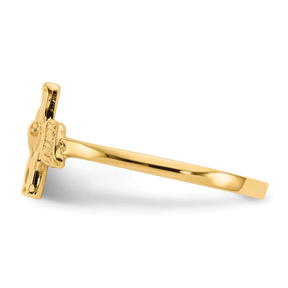 14K Gelbgold Kinder-Kruzifix-Ring, poliert