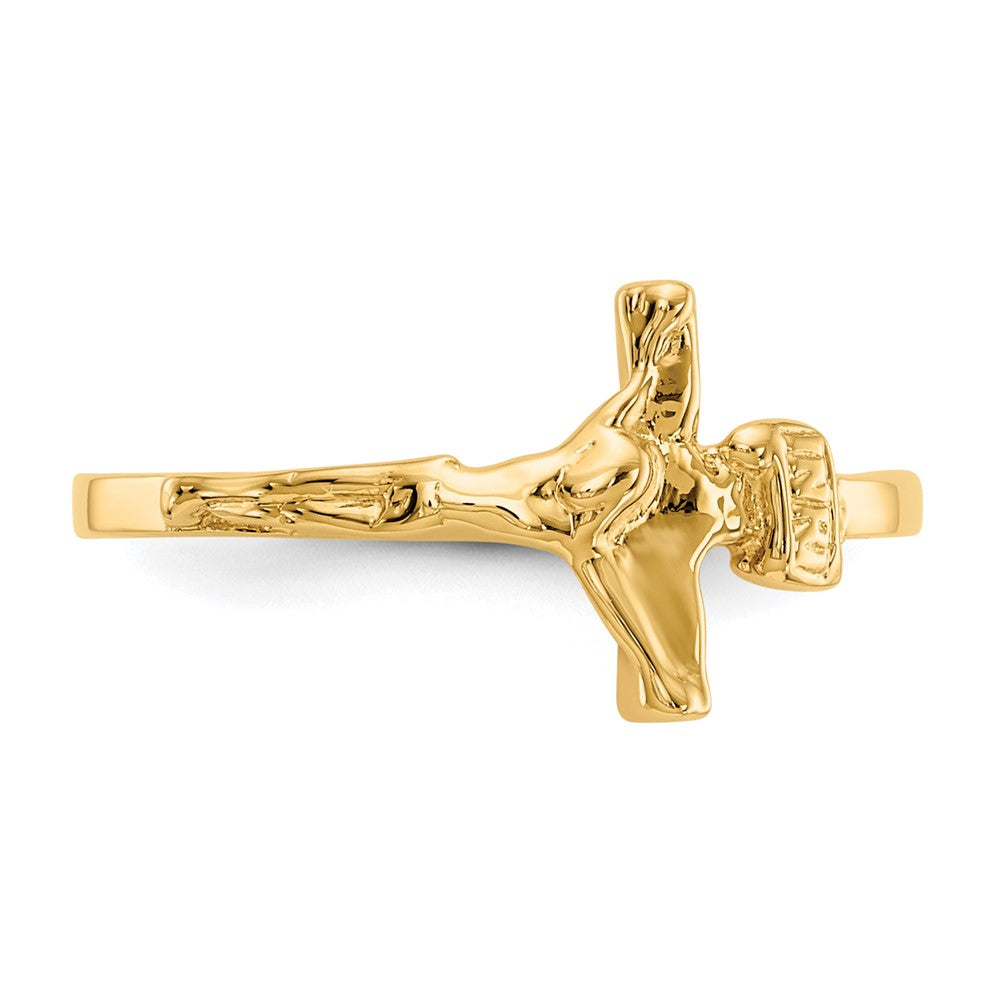 14K Gelbgold Kinder-Kruzifix-Ring, poliert