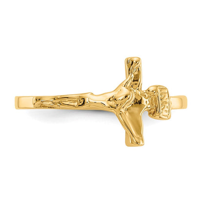 14K Gelbgold Kinder-Kruzifix-Ring, poliert