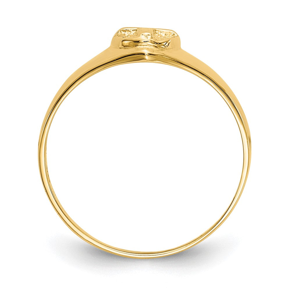 14K Gelbgold Kinder-Ring mit poliertem offenem Kreuz