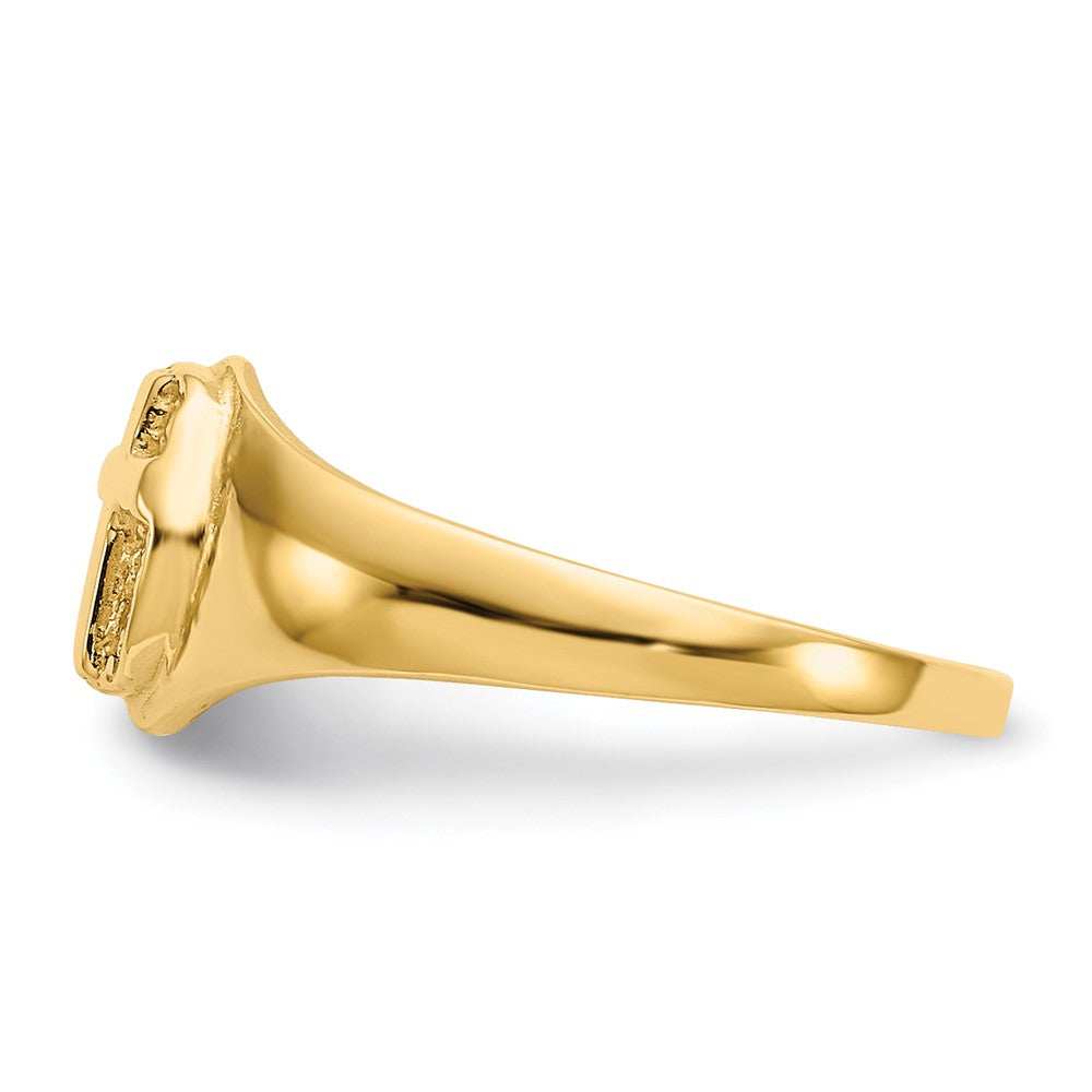 14K Gelbgold Kinder-Ring mit poliertem offenem Kreuz