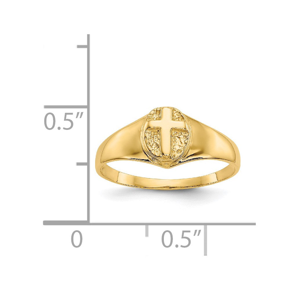 14K Gelbgold Kinder-Ring mit poliertem offenem Kreuz