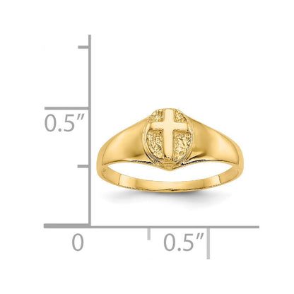 14K Gelbgold Kinder-Ring mit poliertem offenem Kreuz