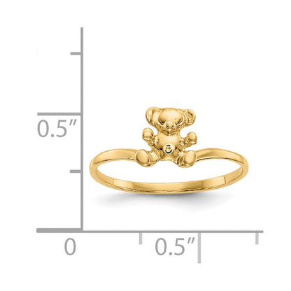14K Gelbgold Kinder-Ring mit poliertem Teddybär