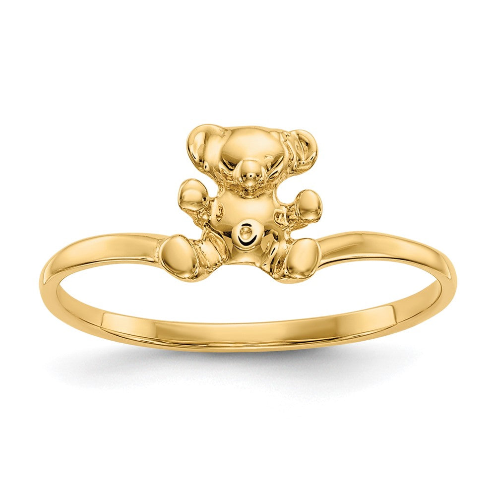 14K Gelbgold Kinder-Ring mit poliertem Teddybär