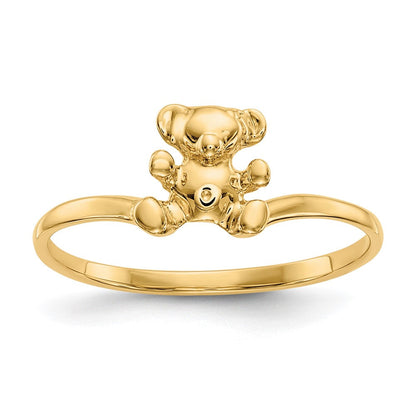 14K Gelbgold Kinder-Ring mit poliertem Teddybär