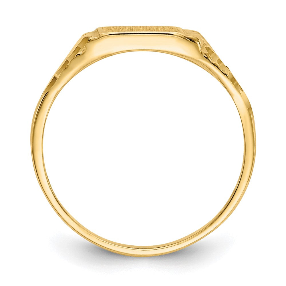 14K Gelbgold Kinder-Siegelring mit Diamantschliff