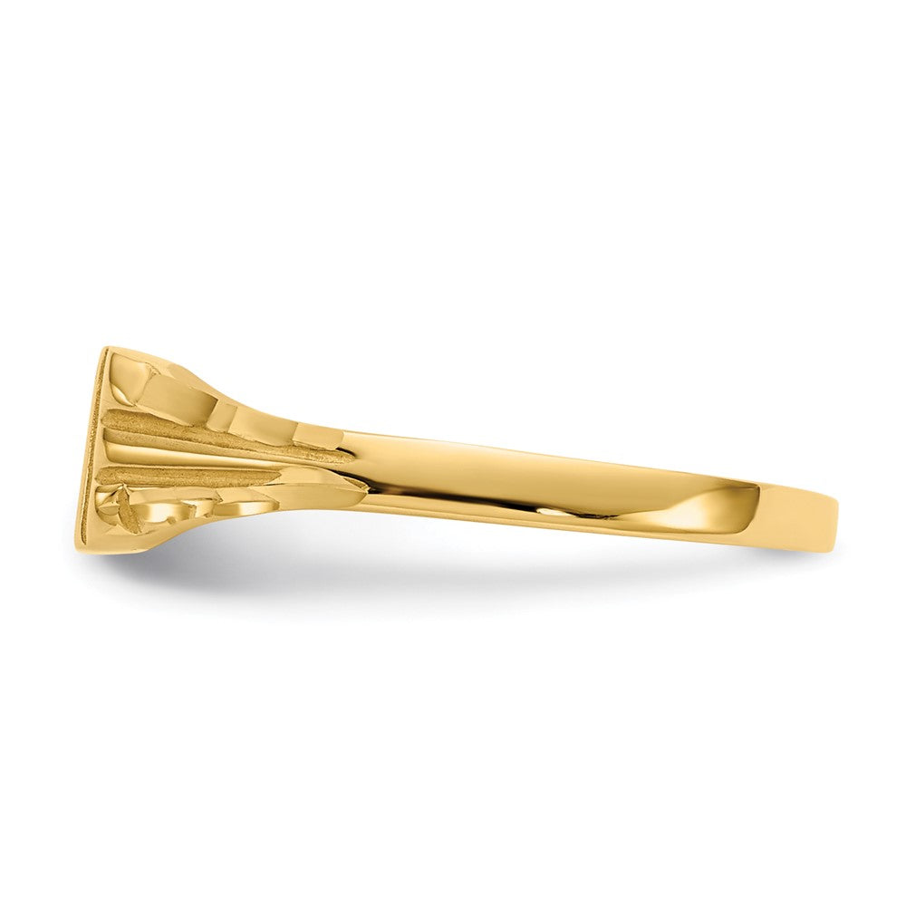 14K Gelbgold Kinder-Siegelring mit Diamantschliff